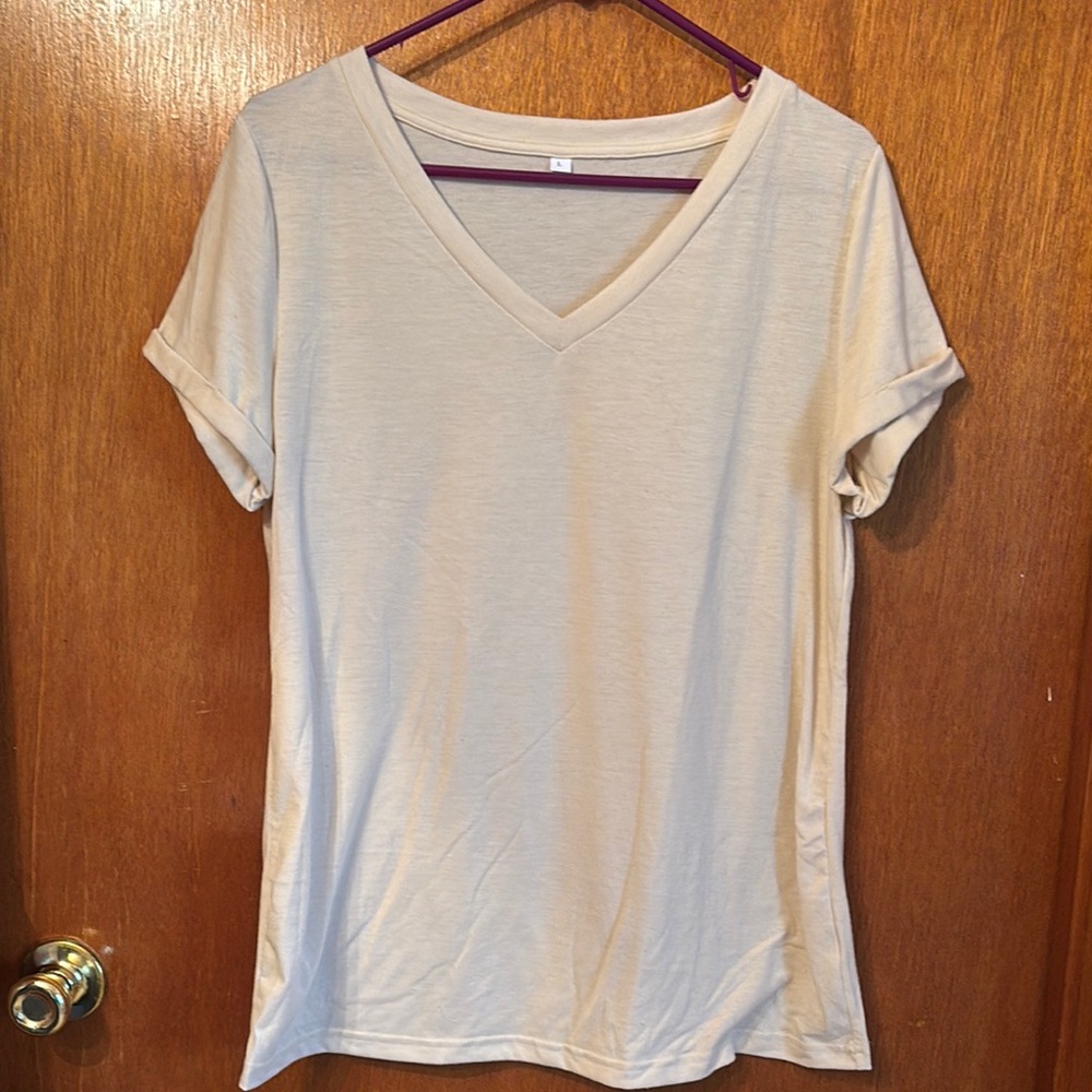 Classic Cream V-Neck Women's Top